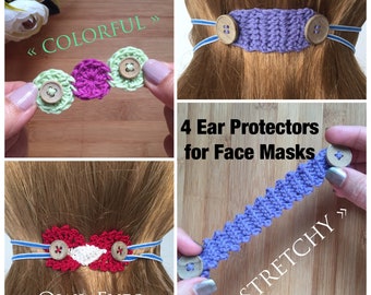 4 crochet patterns for Ear savers / mates / protectors for face masks e-book