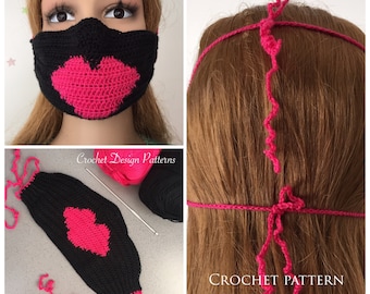 Crochet pattern for face mask with lips & filter holders | written instructions + photo tutorial