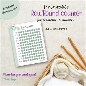 Row / Round Counter Printable Document for Crocheters and Knitters ...