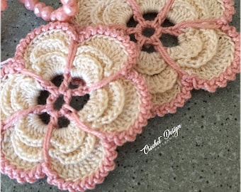 3D Crochet Flower Applique Pattern: Layered Motif (PDF Pattern)