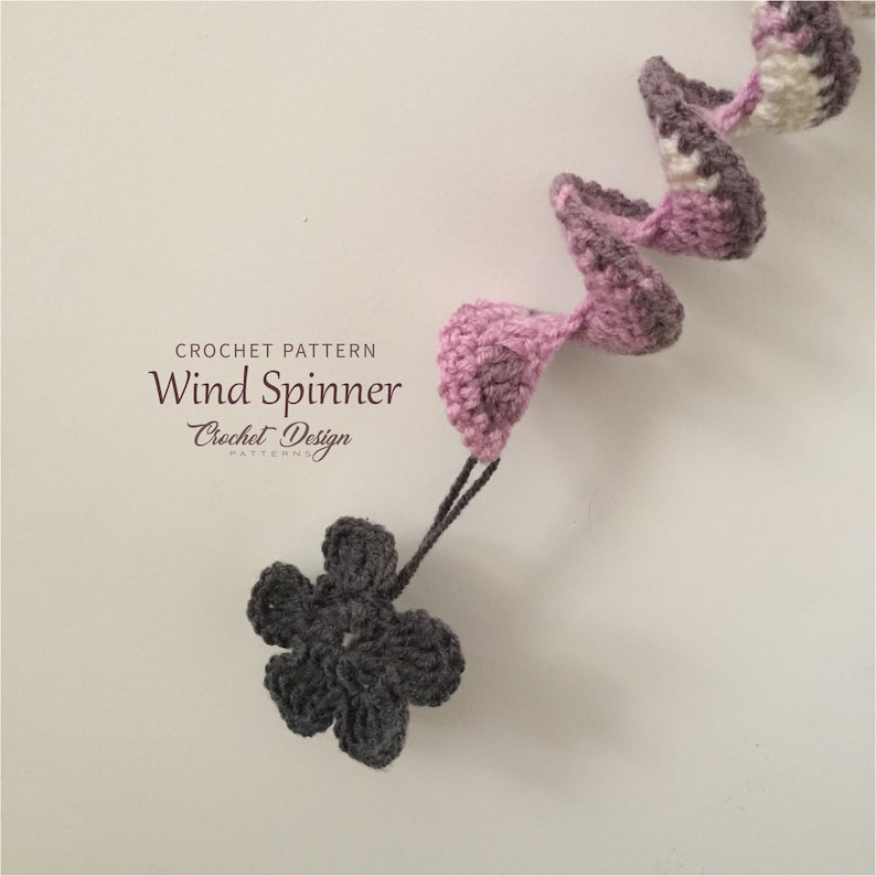 Wind Spinner with Flower Crochet pdf Pattern Digital download crochet home decor garden decoration Floral Hanging Decoration image 3