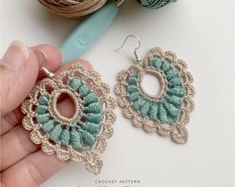 Elegant heart lace earrings crochet pdf pattern - how to make jewelry crochet