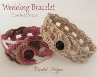 Crochet wedding bracelet crochet pdf pattern / Crochet Cuff