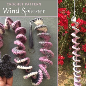 Wind Spinner with Flower Crochet pdf Pattern Digital download crochet home decor garden decoration Floral Hanging Decoration image 1