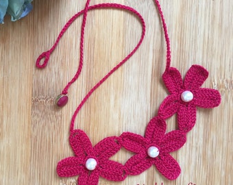 Crochet Necklace of Love with pearls pdf pattern - Valentine's Necklace / gift