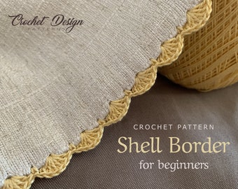 Shell Mini Border/Edging on fabric for Crochet beginners | border for blanket | Crochet pdf pattern for instant download