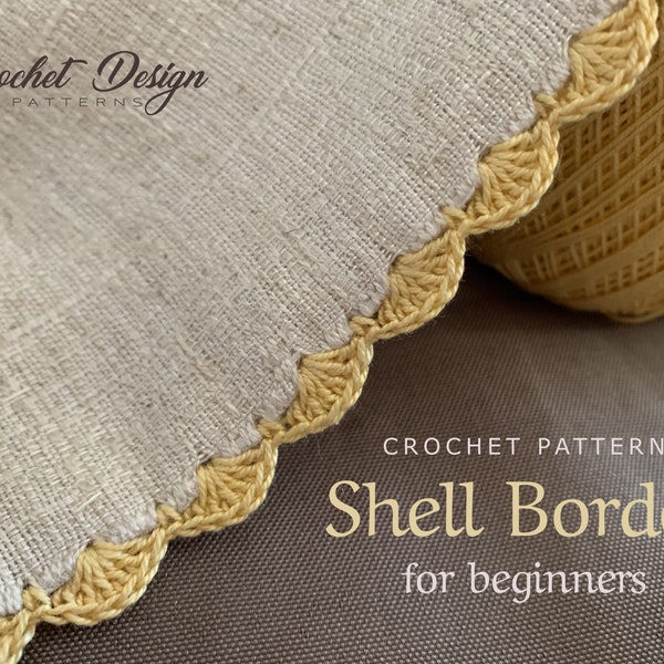 Shell Mini Border/Edging on fabric for Crochet beginners | border for blanket | Crochet pdf pattern for instant download