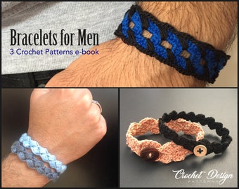 Bracelets for Men Crochet e-book of 3 Patterns