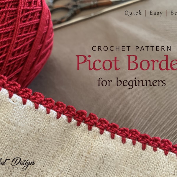 Picot Mini Border/Bordure sur tissu pour débutants au crochet | bordure pour couverture | Modèle PDF au crochet à télécharger instantanément