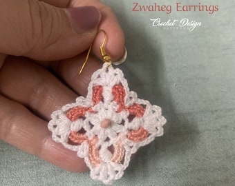 Square Crochet Earrings Pattern: Lacy Boho Pendant (Digital Download-pdf pattern)