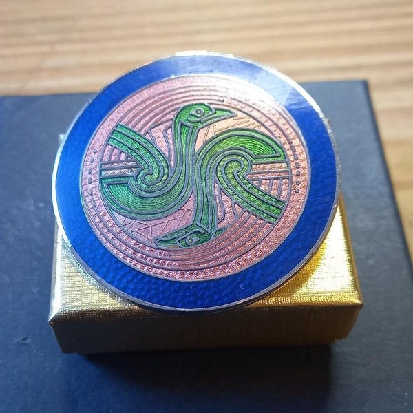 VINTAGE CLOISONNE ENAMEL pictish design brooch