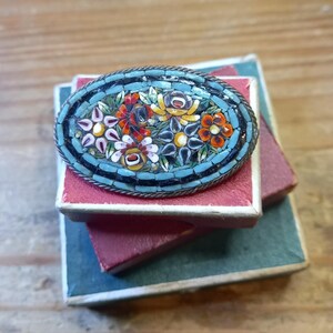 VICTORIAN MICRO MOSAIC große ovale Brosche