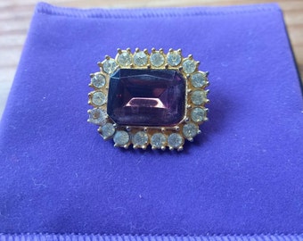 VINTAGE PURPLE PASTE and marcasites brooch