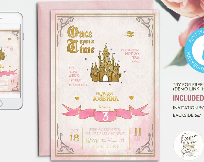 Once Upon a Time Fairy Tale Storybook Printable Birthday - Etsy