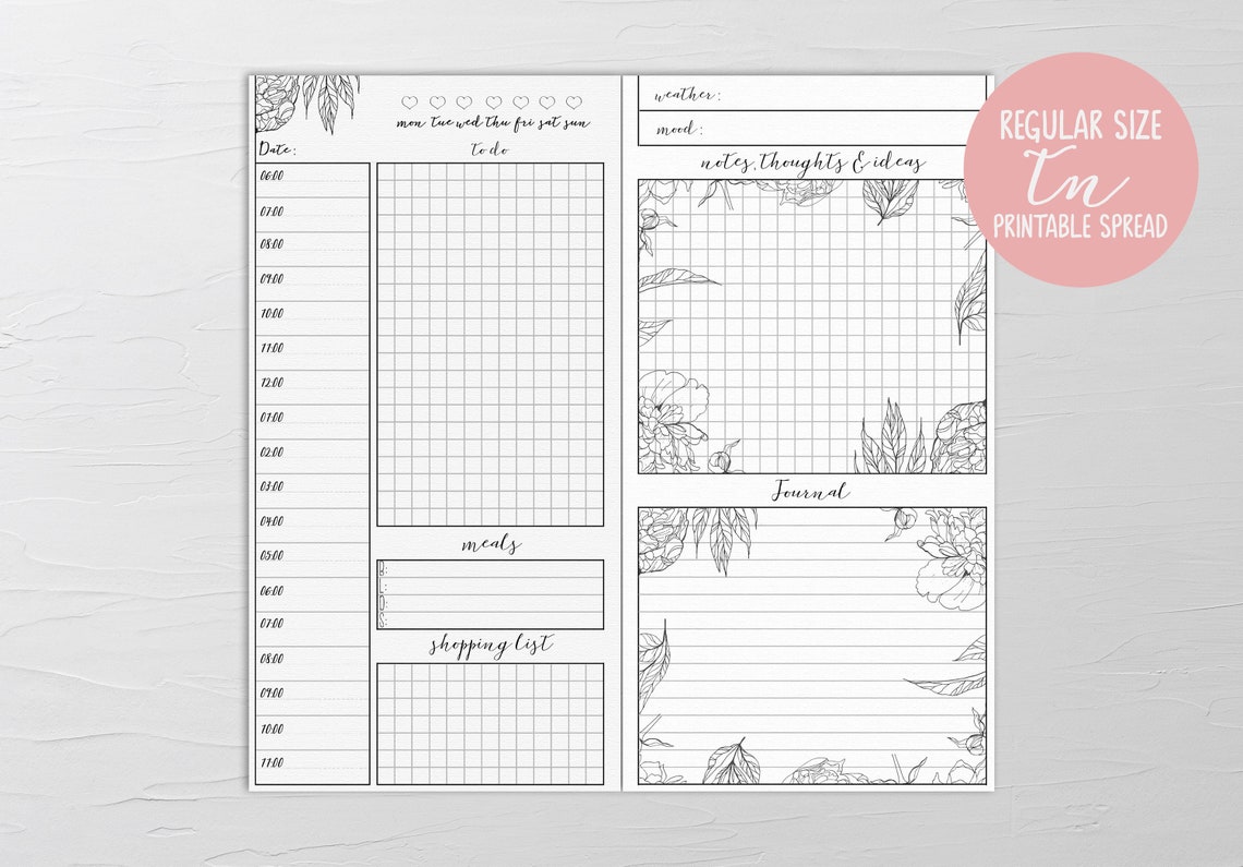 Daily Planner Printable Student Planner Travelers Notebook - Etsy