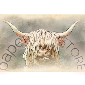 Highland Kuh Druck, Highlands Druck, Highland Kuh Dekor, Highland Kuh, Highland Kuh Kunst, Bauernhaus Dekor, Highland Dekor, schottische Kuh Druck Bild 6