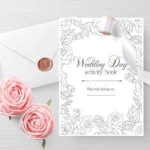 Wedding Day Childrens&#39; Activity Book Printable Coloring Pages Instant Download Kids Guests Wedding Favor Table Activities Games Puzzles