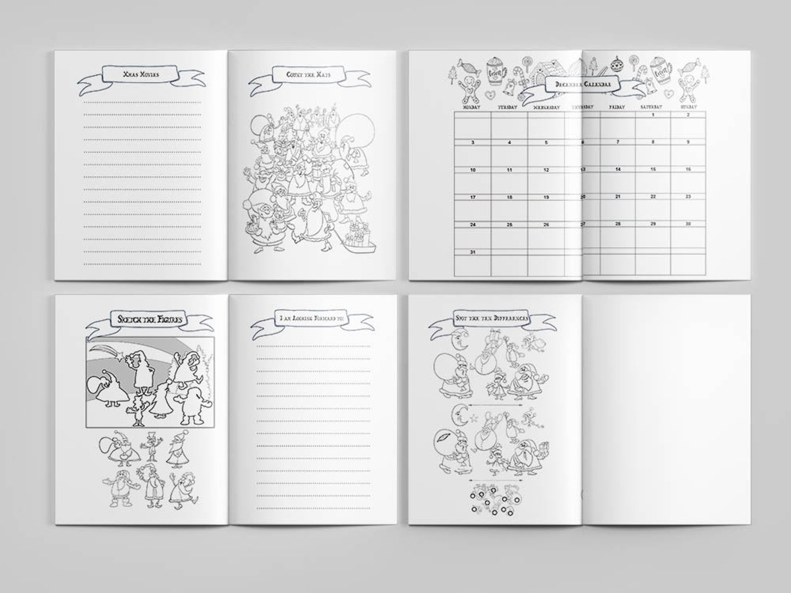 Christmas Activity Pack Xmas Printable Coloring Book Instant Activity