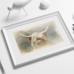 Highland Kuh Druck, Highlands Druck, Highland Kuh Dekor, Highland Kuh, Highland Kuh Kunst, Bauernhaus Dekor, Highland Dekor, schottische Kuh Druck Bild 1