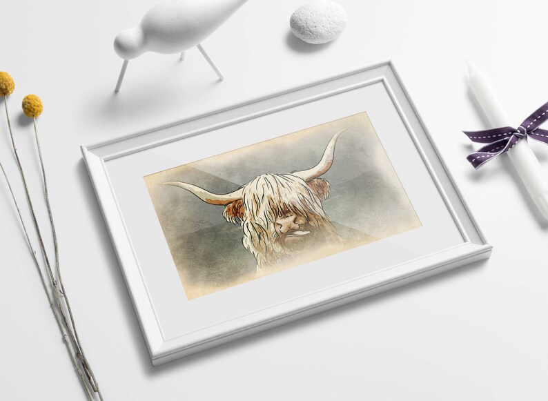 Highland Kuh Druck, Highlands Druck, Highland Kuh Dekor, Highland Kuh, Highland Kuh Kunst, Bauernhaus Dekor, Highland Dekor, schottische Kuh Druck Bild 1