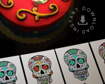 Day of the Dead, Halloween printable Banner, Día de los Muertos, gothic skull bunting, Sugar skull garland, mexican skulls, gothic banner