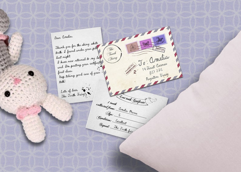 Editable Tooth Fairy Letter, Tiny Magical Tooth Fairy Note Printable Note, Envelope and Certificate Template for whimsical fairy visits image 5