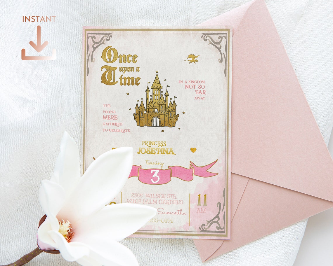Once Upon a Time Fairy Tale Storybook Printable Birthday Invitation ...