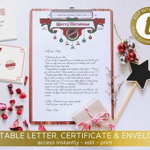 Christmas Letter from Santa Claus Official Editable North Pole Elf Certificate Printable Report Instant Download Templett Xmas Nice List Kit