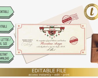 Santa Letter Nice List Templett Personalized North Pole Elf letter Xmas activities Elf Report Xmas Eve Box Christmas Report Award