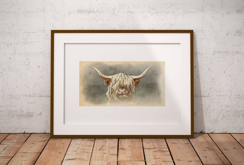 Highland Kuh Druck, Highlands Druck, Highland Kuh Dekor, Highland Kuh, Highland Kuh Kunst, Bauernhaus Dekor, Highland Dekor, schottische Kuh Druck Bild 2