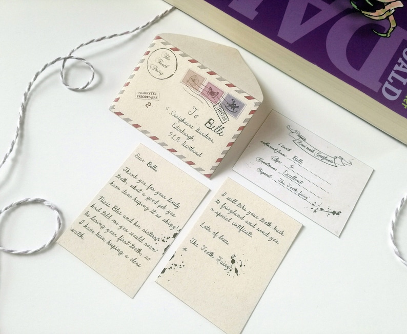 Editable Tooth Fairy Letter, Tiny Magical Tooth Fairy Note Printable Note, Envelope and Certificate Template for whimsical fairy visits image 3