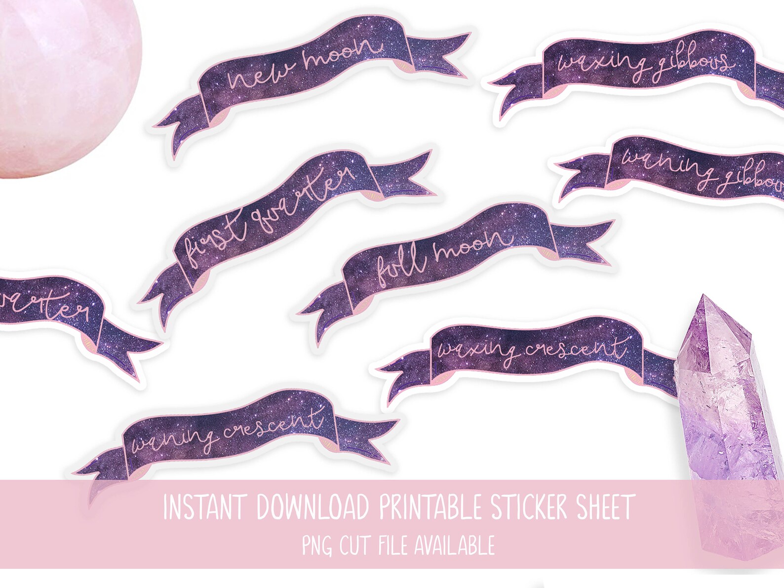 Moon Phases Printable Planner Stickers Instant Download | Etsy
