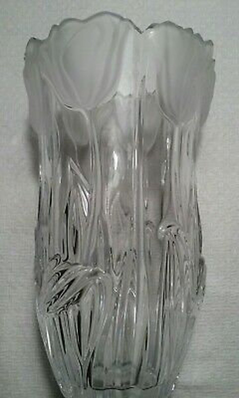 Vintage Block 24 Lead Crystal Tulip 8 Inch Vase T2221 Made in Etsy