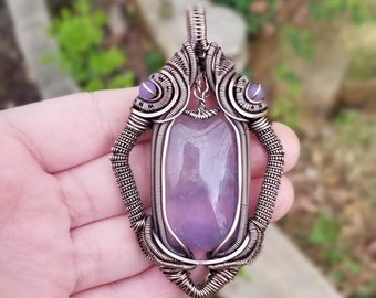 Vilin Purple Fluorite pendant, wire wrapped pendant, wire wrapped crystal, handmade jewelry, Elven jewelry, art nouveau,