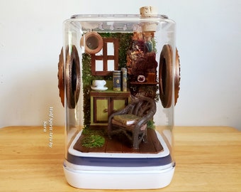 Recinto para arañas saltarinas, tamaño mediano y acogedor, hecho a medida, decoración para arañas saltarinas, accesorios para recintos para arañas saltarinas, arañas saltarinas