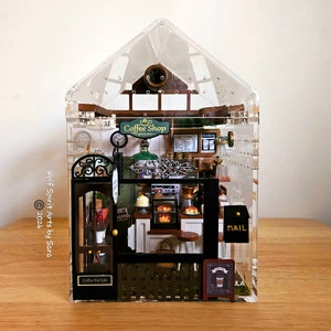 Made-to-Order DELUXE 6x9 light-up Coffee Shop enclosure, jumping spider decor, jumping spider enclosure accessories, jumping spider