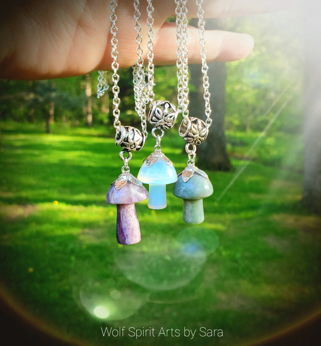 Crystal sale mushroom necklace