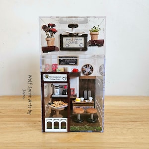 Made-to-Order 4x7.25 "surprise design" Coffee Shop jumping spider enclosure, jumping spider decor, jumping spider enclosure accessories