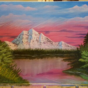 Mountain At Sunrise acrylic painting on canvas, acrylic landscape painting,acrylic paintings original, acrylic painting canvas art, wall art