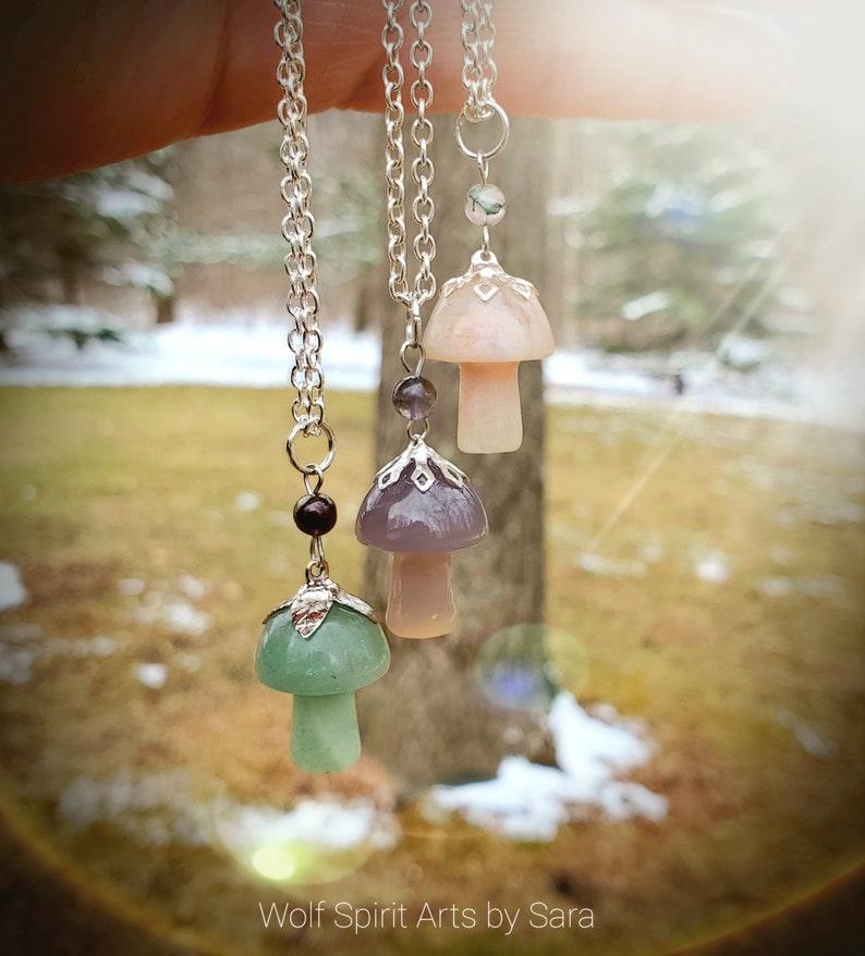 Crystal Mushroom Pendants Wire Wrapped Jewelry Wire Wrapped Etsy