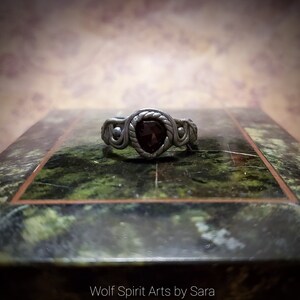 Rhodolite Garnet Elven style ring, polymer clay jewelry, polymer clay ring, handmade jewelry, elven jewelry, nature jewelry