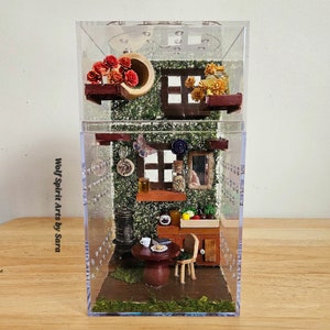Recinto para arañas saltadoras Cozy Cottage de 4 x 7,25 hecho a medida, decoración para arañas saltadoras, accesorios para recintos para arañas saltadoras, arañas saltadoras