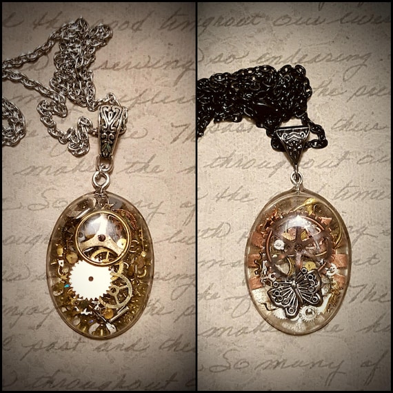 Steampunk Pendants Steampunk Jewelry Vintage Industrial Jewelry Steampunk Resin Art Steampunk Design gear Art necklaces handmade Jewelry Etsy Canada