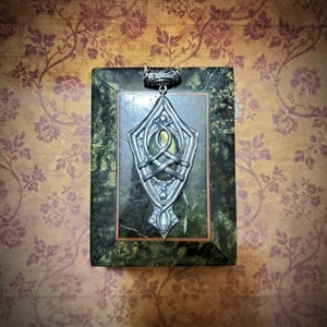 Vandil Labradorite staff talisman, polymer clay pendant, polymer clay jewelry, polymer clay, handmade jewelry, Elven jewelry, Celtic jewelry