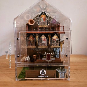 Made-to-Order DELUXE 6x9 light-up Gothic Church enclosure, jumping spider decor, jumping spider enclosure accessories, jumping spider