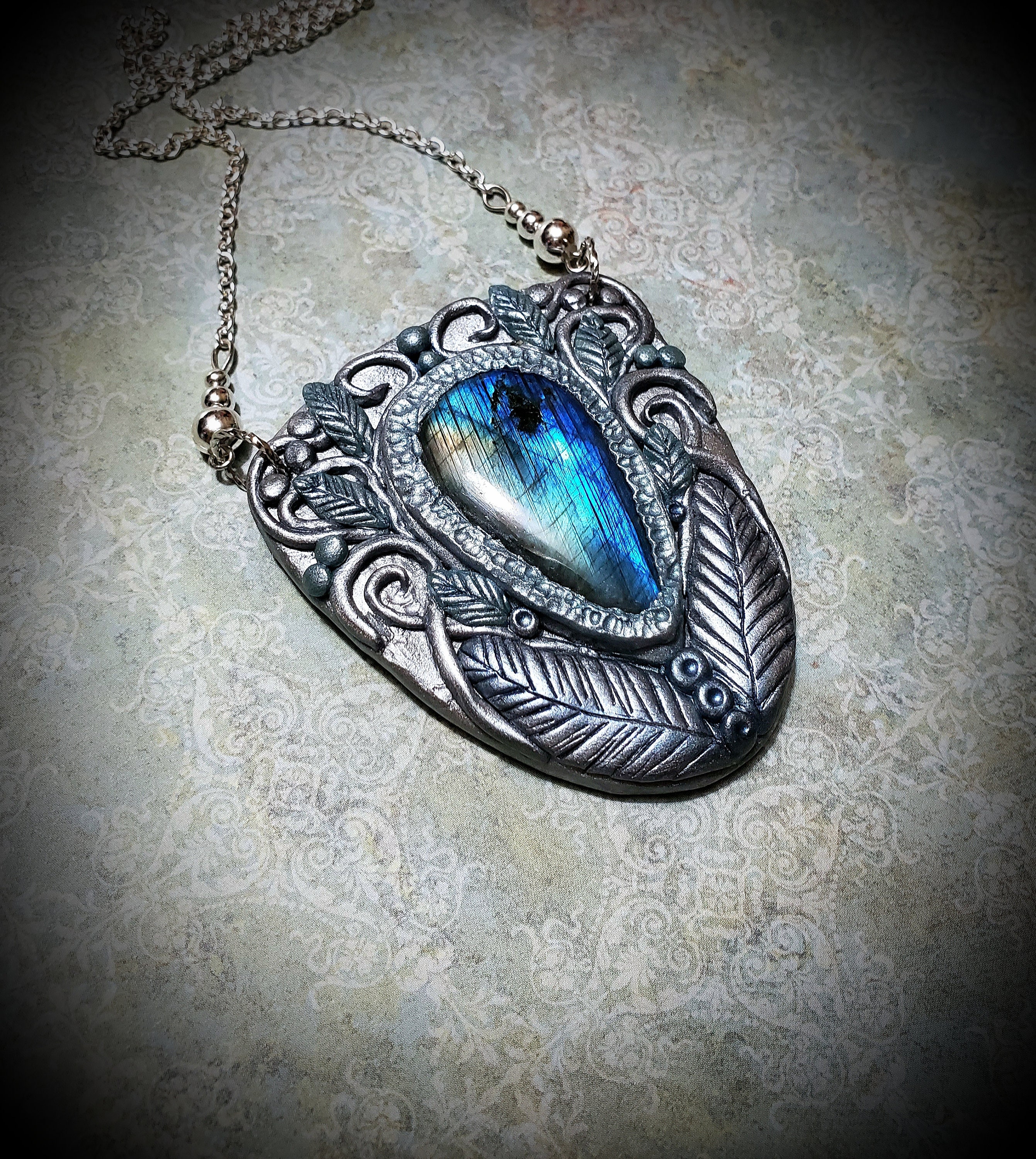 Blue Labradorite Elven Talisman Polymer Clay Pendant Polymer Etsy