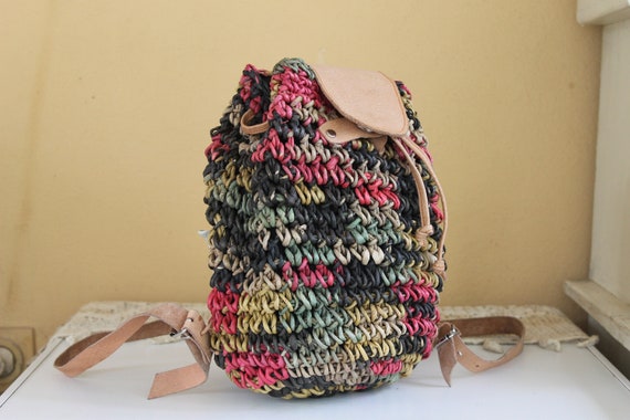 Vintage Backpack, Straw Backpack, Wicker Backpack… - image 2