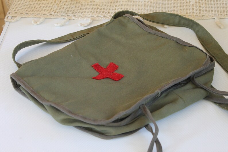 Gift Idea Distressed Bag Red Cross Bag Vintage Medical Bag
