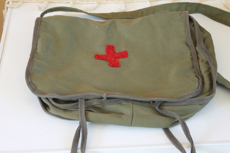 Gift Idea Distressed Bag Red Cross Bag Vintage Medical Bag