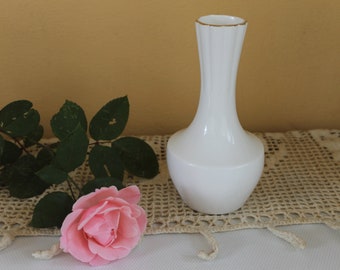 Vintage Vase, Bone China Vase, Old Bulgarian White Porcelain Vase from 1970 s, Rustic Home Decoration